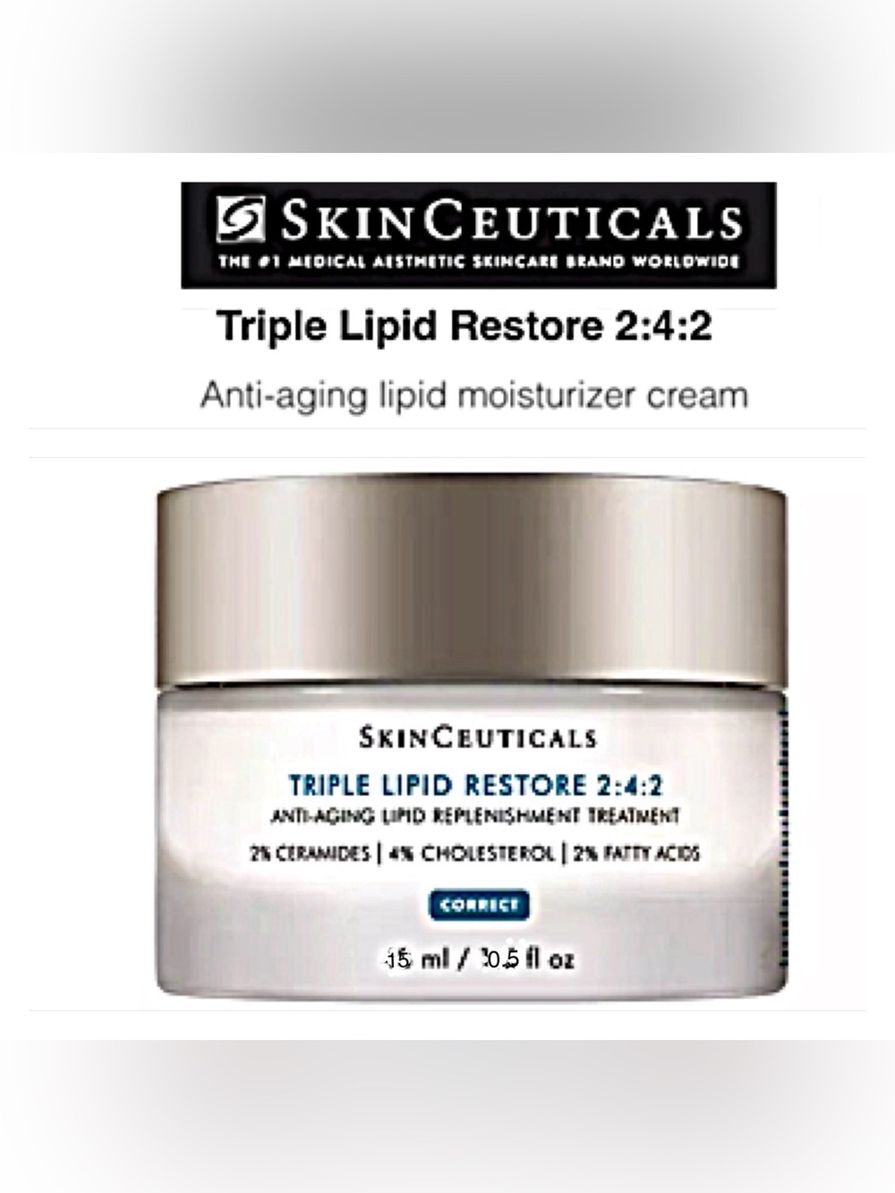NIB SkinCeuticals TRIPLE LIPID RESTORE Anti-Aging Moisturizer Cream Travel Size